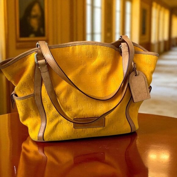 DOONEY & BOURKE Marigold Yellow Logo Double Handle Tote Bag - Picture 1 of 13